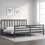 VidaXL Cadru pat cu tăblie 200x200 cm, gri, lemn masiv