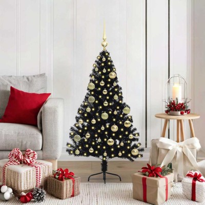 vidaXL Pom de Crăciun artificial pre-iluminat Negru 120 cm PVC 3397119 foto