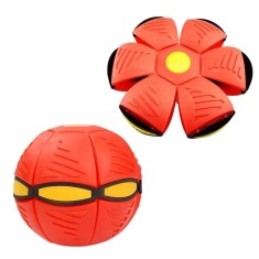 Jucarie 2 in 1, minge si disc, convertibila, 2 moduri de joaca, dimensiune 23 cm, rosu