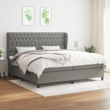 Gossi pat box spring cu saltea, gri inchis, 200x200 cm, textil