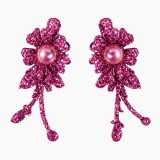 Cumpara ieftin Set 2 cleme de par roz 5 x 2 cm, model floral metalizat, accesorii decorative pentru coafuri, prindere ferma