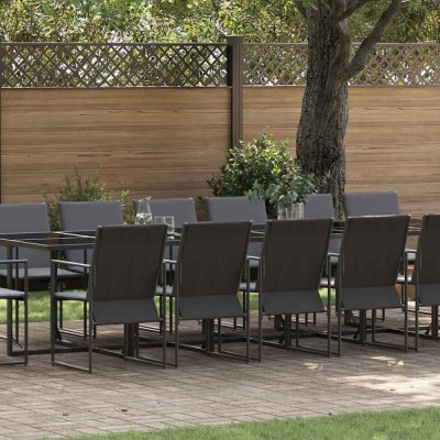 vidaXL Set de masă pentru grădină 17 pcs Negru Oțel 3335872 foto