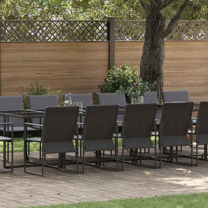 vidaXL Set de masă pentru grădină 17 pcs Negru Oțel 3335872