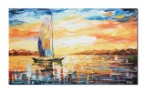 Cumpara ieftin Tablou pictat manual, Velier in bataia vantului, stilizat, 100x60cm ulei pe panza in cutit efect 3D, Leo Covaci