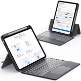 Husă iPad Air 11" cu Tastatură și Touchpad &ndash; QWERTZ &ndash; Gri &ndash; Nouă