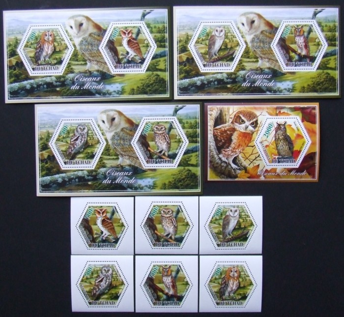 R.DU TCHAD-BUFNITE-SET 6 V.+4 S/Sh.NEOBLITERATE-DANTELATE-MNH** - EP 053