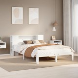 VidaXL Pat cu bibliotecă fără saltea, alb, 140x200 cm, lemn masiv pin