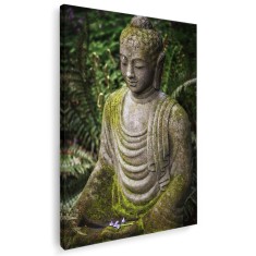 Tablou canvas statuie Buddha in nuante verde, maro, gri 1034 Tablou canvas pe panza CU RAMA 20x30 cm