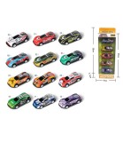 Set 5 Masinute de Metal cu Functie Tragere Inapoi, Plastic Non-Toxic, Peste 3 ani, Dimensiune Masina 6.5 cm, Cutie 9x3x28 cm