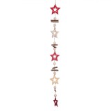 Decorațiune Lemn Ornamentală Suspendabilă, Stele și Bile, Lungime 68cm, Multicolor, Oem