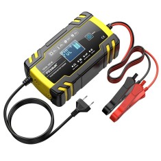 Incarcator Baterie Auto Cu Microprocesor Foxsur B0228-Y, 12/24V, 4/8A, Display LCD, Functie De Reparare Cu Puls, 170x98x58mm, Galben