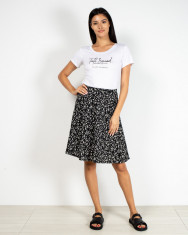 Fusta midi cu model floral si talie elastica 22ALN20003 foto