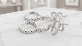 Cercei Creole din Argint 925 cu Pandantiv sarpe Texturat Model Beaded Hoops