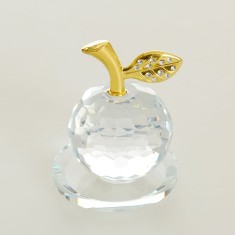 Decoratiune sticla mar cu frunza aurie 7.5 cm