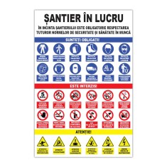 Panou șantier &bdquo;Șantier &icirc;n lucru&rdquo; IC03 20 x 30 cm