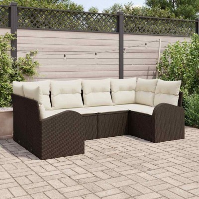 vidaXL Set de canapele pentru grădină 6 pcs Maro Rattan poli 3346178 foto