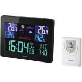 Statie meteo Hama EWS-1400, Afisaj color, Higrometru, Termometru, Functie Alarma, Ceas DCF, Negru