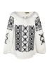 Bluza tip ie dama B23, alb/negru glossy, marime L