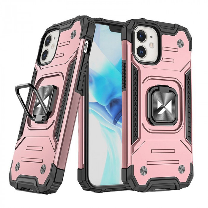 Husa Wozinsky Ring Armor Kickstand Tough Rugged Husa Pentru IPhone 12 Mini Roz 9111201919167