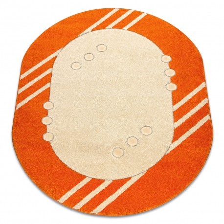 Covor DAISY oval 8866 Cadru portocaliu , 160x220 cm