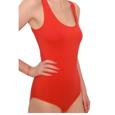Body dama de tip maiou cu bretea lata - S - Rosu - Clasic foto