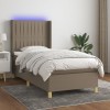 VidaXL Pat cu arcuri, saltea și LED, gri taupe, 90x190 cm, textil 3139001