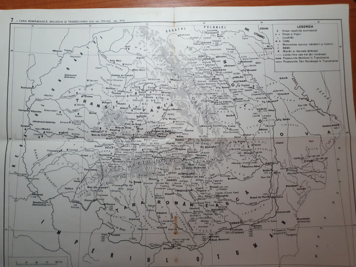 harta tara romaneasca,moldova si transilvania secolul 16 - perioada comunista