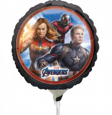 Balon Mini Folie Avengers, 23 cm, umflat + bat si rozeta, Radar 39871 foto