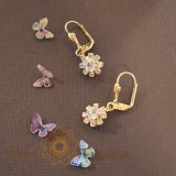 Cumpara ieftin Cercei placati cu aur cu cristale zirconia albe Flora - 2.5 cm