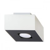 Lustră De Tavan Mono Alb-Negru Din Oțel, Cu 1 Bec Pătrat Minimalist De Interior