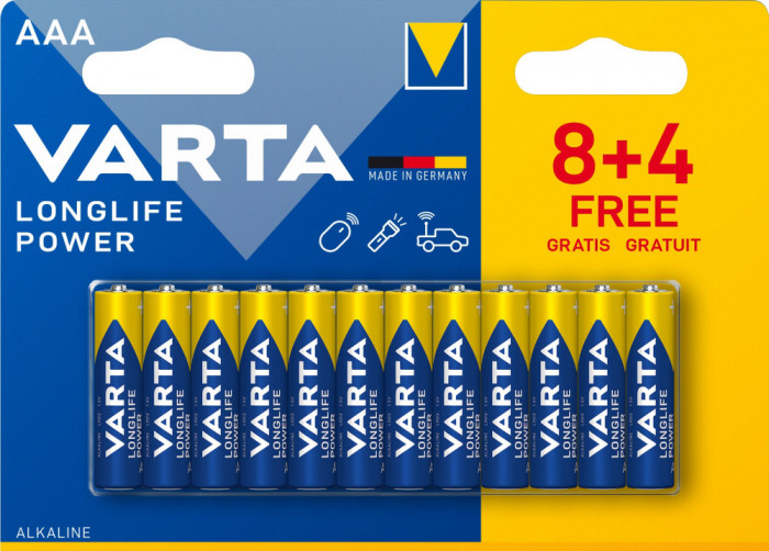 Set 12 Buc Baterii Varta Longlife Power AAA BLI12 (8+4) 4903121472