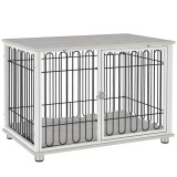 PawHut Cușcă pentru c&acirc;ini canisă pentru c&acirc;ini cu pernă picioare reglabile pentru c&acirc;ini medii p&acirc;nă la 20 kg 90 x 58 x 62,5 cm gri | Aosom Romania