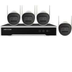 Kit supraveghere video exterior Hikvision IP WIFI NK42W0H(D); 2MP, kitul cuprinde 4 x camere exterieo 2MP WIFI DS-2CV1021G1-IDW(2.8mm)(D), 1 x NVR DS- foto