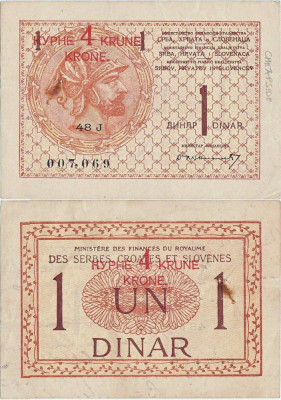 1919, 4 krone (P-15) - Iugoslavia - stare XF+! foto