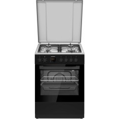 Aragaz Heinner HFSC-S66FDCC-IBK , mixt, 4 arzatoare, gratare fonta, 60cm, cuptor electric, 6 functii, grill, ventilatie