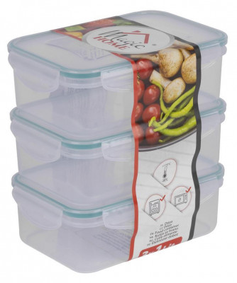 MagicHome Lunchbox E810x3 1,0 litru, dreptunghiulară, clip, PP, set de 3, Clip foto