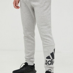 adidas pantaloni de trening barbati, culoarea gri, melanj