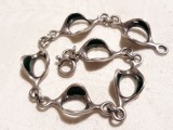 Argint BRATARA MASIVA cu EMAIL VERDE art deco 1930 FRANTA de efect UNICA superba