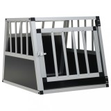 Cusca transport caine auto vidaXL 54x69x50cm aluminiu argintie usa unica