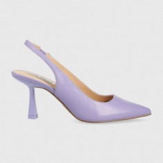 Steve Madden pantofi de piele Lustrous culoarea violet, cu toc drept, cu toc deschis, SM11002088