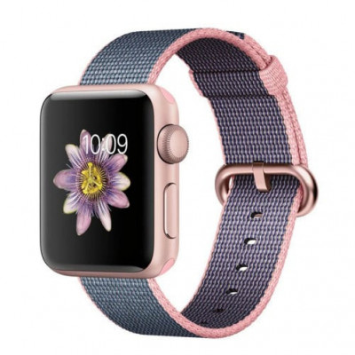 Curea iUni compatibila cu Apple Watch 1/2/3/4/5/6/7, 44mm, Nylon, Woven Strap, Dark Purple foto