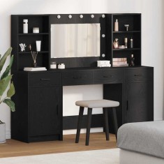 vidaXL Set de Dressing cu sertar 3 pcs Stejar negru 78,5 x 41 x 135 cm