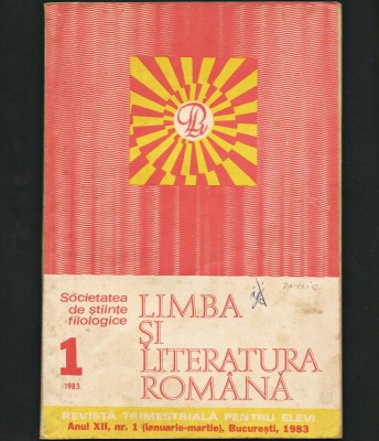 LIMBA ȘI LITERATURA ROM&amp;Acirc;NĂ - REVISTĂ FILOLOGIE - ANUL XII, NR. 1 / 1983 foto