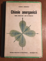 Chimie Anorganica - Costin Nenitescu - 1971 - Manual anul I licee specialitate foto