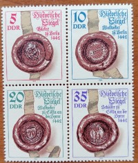GERMANIA-DDR-&amp;#039;&amp;#039;ARTA -HERALDICA-BLOC DE 4VAL-MNH nestamp. foto