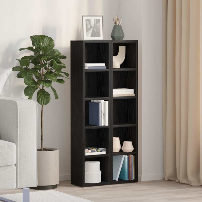 Dulapuri CD-uri 2 buc Stejar negru 21x16x93,5 cm Lemn prelucrat