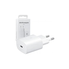 Incarcator retea Super Fast Charging pentru Samsung A54/A52/A52S/A53/A23/A33/A70/A80/S20/S20 FE/Note 20, USB C, 25W, Alb, Blister