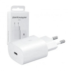 Incarcator retea Super Fast Charging pentru Samsung A54/A52/A52S/A53/A23/A33/A70/A80/S20/S20 FE/Note 20, USB C, 25W, Alb, Blister