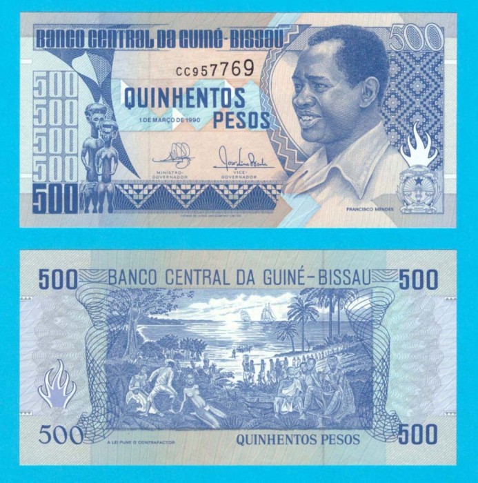 Guineea Bissau (p#12) 500 Pesos 1990 UNC &#039;Trafic sclavi&#039; serie: CC9577xx