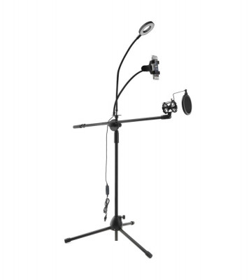 Suport multifunctional pentru microfon cu lumina LED, suport telefon si filtru POP foto